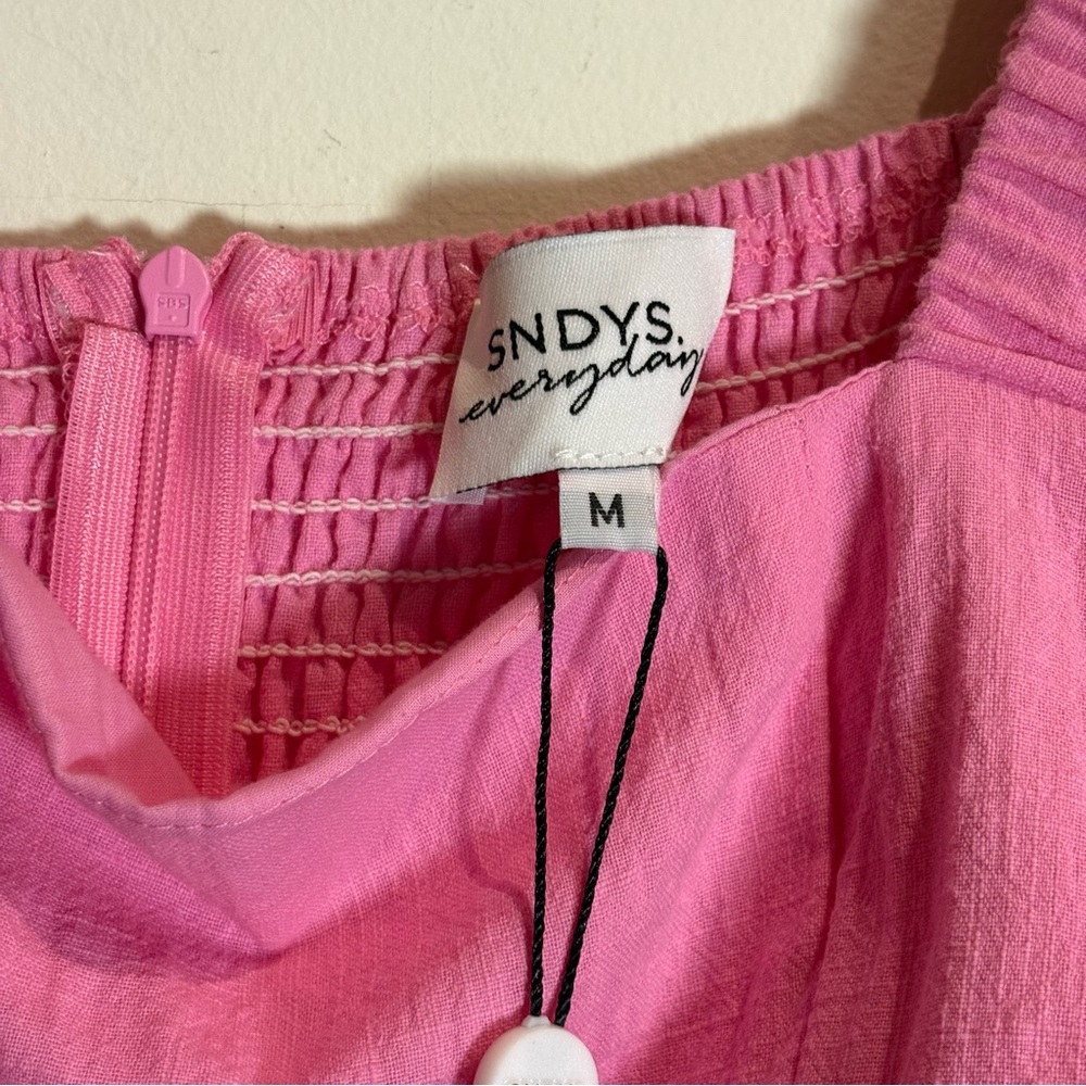 SNDYS x Revolve NWT Cotton Tuscany Linen Dress in Bubblegum Pink Size Medium - Picture 9 of 11
